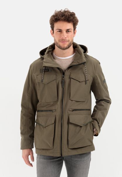 Oliv Brown Jackets & Vests Quick Camel Active Texxxactive® Fieldjacket With Reflector Prints Menswear