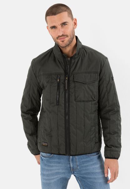 Menswear Quilted Blouson  With Stand-Up Collar Camel Active Dark Green Jackets & Vests Beauty