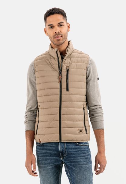 Jackets & Vests Menswear Quilted Vest Made From Recycled Polyester Beige Camel Active High Quality