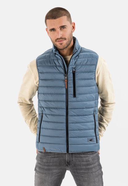 Jackets & Vests Quilted Vest Made From Recycled Polyester Blue-Grey Menswear Camel Active Money-Saving