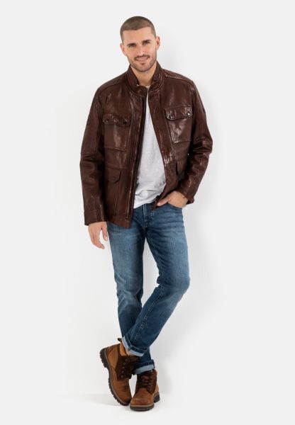 Jackets & Vests Lined Leather Jacket With Genuine Made From Genuine Leather Top-Notch Menswear Brown Camel Active