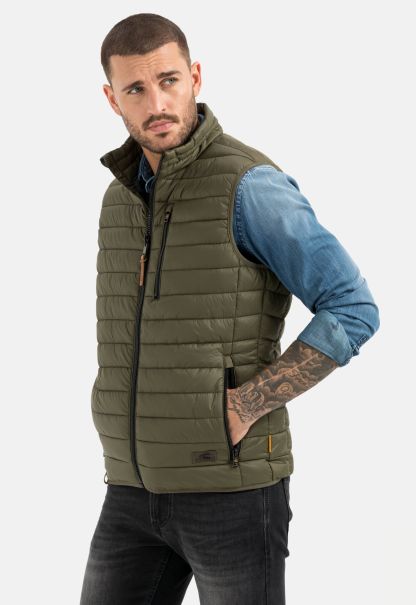 Jackets & Vests Olive Brown Menswear Camel Active Quilted Vest With Horizontal Quilting Made From Recycled Polyester Affordable