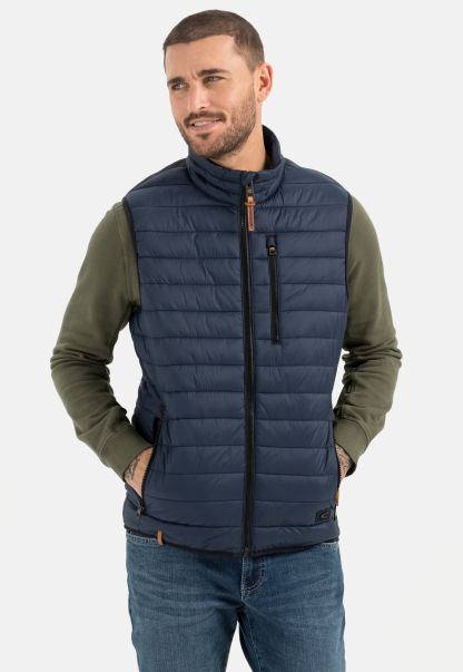 Camel Active Menswear Jackets & Vests Dark Blue Quilted Vest With Horizontal Quilting Made From Recycled Polyester Unbelievable Discount