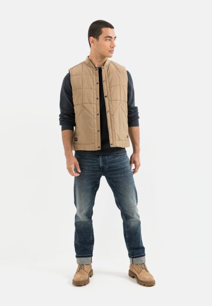 Camel Active Lightly Padded Quilted Vest With Stand-Up Collar Top Menswear Jackets & Vests Beige