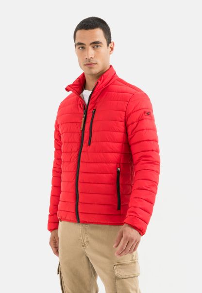 Jackets & Vests Camel Active Lined Quilted Blouson From Recycled Nylon Dynamic Menswear Red