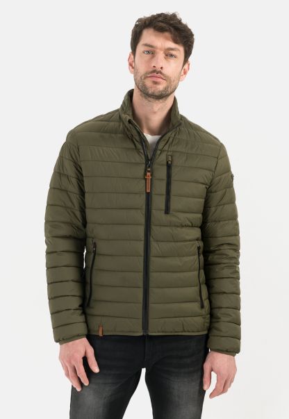 Olive Camel Active Contemporary Menswear Downfree Quilted Jacket From Recycled Polyester Jackets & Vests