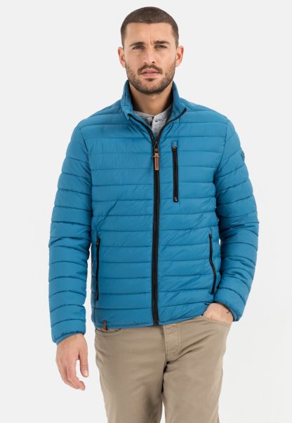 Menswear Convenient Jackets & Vests Quilted Blouson With Horizontal Quilting From Recycled Polyester Camel Active Blue