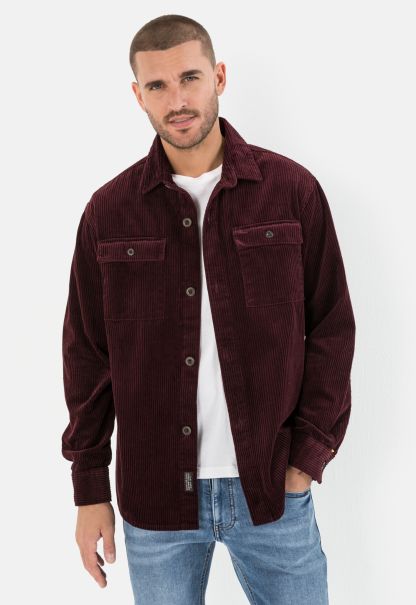 Overshirts Corduroy Shirt Made Of Pure Cotton Menswear Affordable Dark Red Camel Active