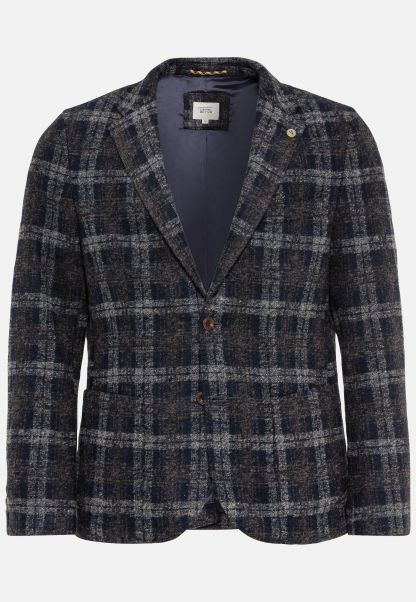 Menswear Checkered Jacket In A Wool Look Dark Blue Camel Active Sale Blazer & Waistcoats