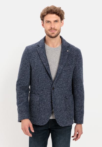 Grey Blue Cozy Menswear Blazer & Waistcoats Mottled Jacket With Lapel Collar Camel Active