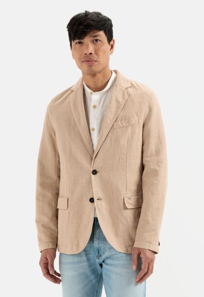 Menswear Blazer & Waistcoats Value Camel Active Jacket In A Cotton And Linen Mix Beige