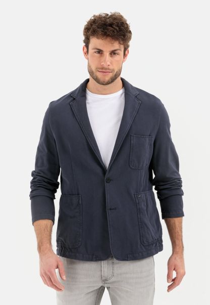 Blazer & Waistcoats Reliable Menswear Dark Blue Cotton Jacket With 4-Way Stretch Camel Active