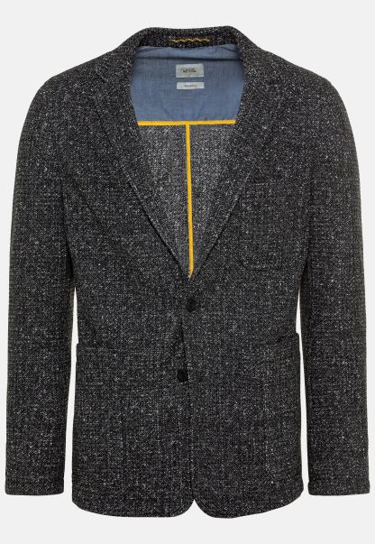 Blazer & Waistcoats Dark Grey Jersey Jacket In Knitted Look Menswear Camel Active Comfortable