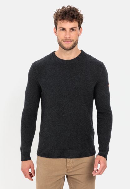 Dark Grey Menswear Pullover & Cardigan Camel Active Fine Knit Jumper Made From Pure Lambswool Functional
