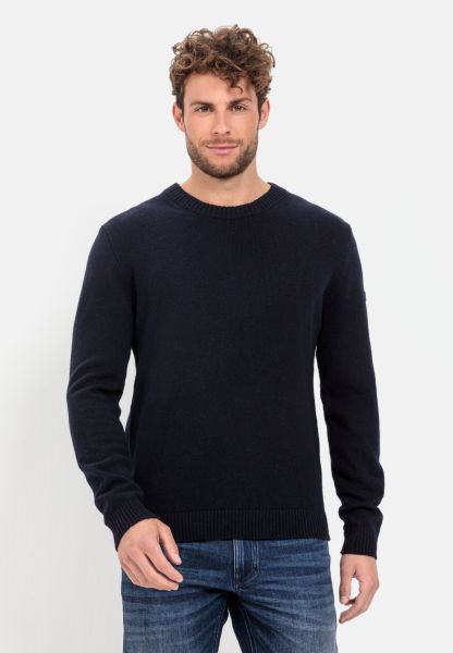 Camel Active Dark Blue Offer Menswear Pullover & Cardigan Fine Knit Jumper Made From Pure Lambswool