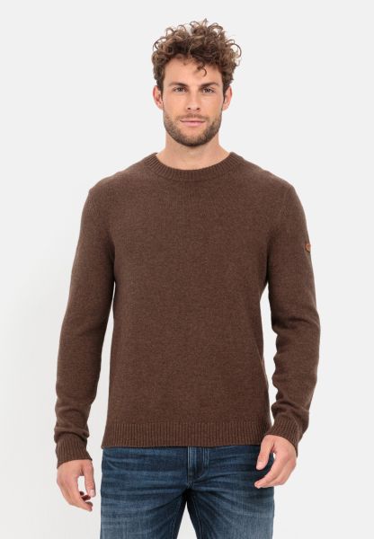 Menswear Camel Active Brown Fine Knit Jumper Made From Pure Lambswool Personalized Pullover & Cardigan