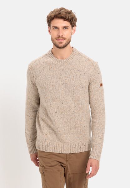 Knitted Pullover With Certified Merino Wool Camel Active Pullover & Cardigan Best Brown Menswear