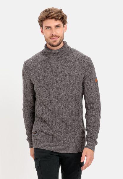 Menswear Camel Active Pullover & Cardigan Knitted Pullover In A Comfortable Cotton Mix Grey Offer