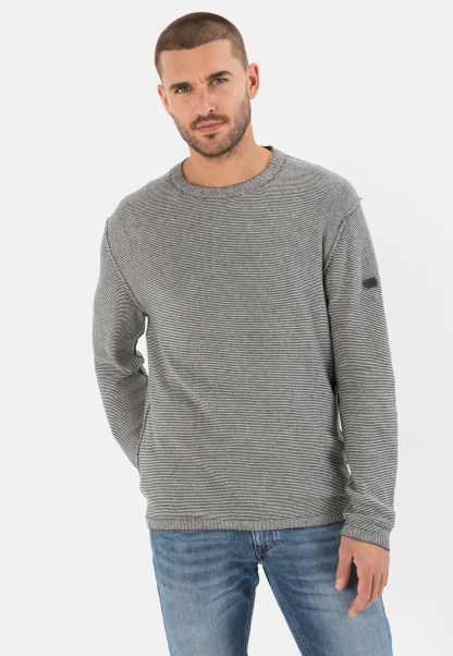 Pullover & Cardigan Grey Comfortable Menswear Camel Active Lightweight  Knitted Jumper In A Fineliner Stripe Pattern