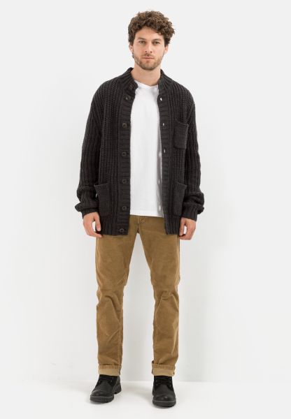 Menswear Dark Grey Cardigan With Stand-Up Collar Camel Active Now Pullover & Cardigan