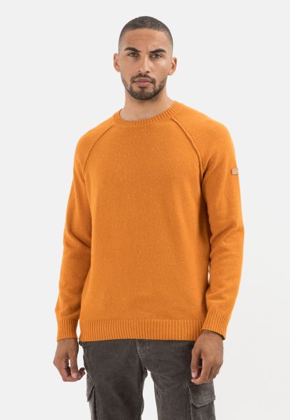 Orange Slashed Pullover & Cardigan Camel Active Menswear Knit Sweater With Crewneck