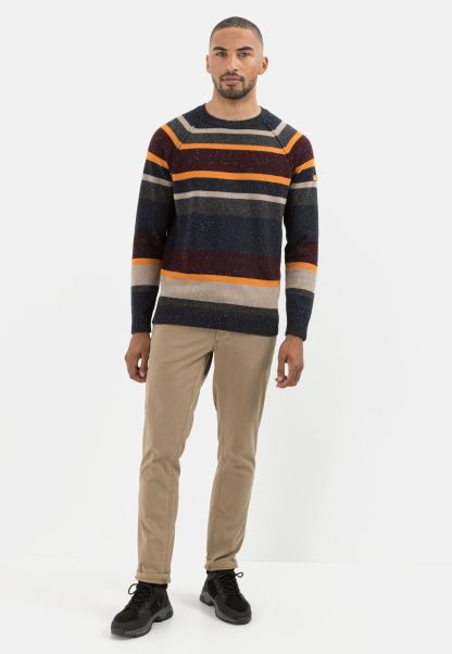 Menswear Red-Orange Clearance Knitted Sweater In A Quality Wool Blend Camel Active Pullover & Cardigan