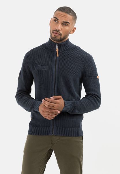 Pullover & Cardigan Knitted Cardigan Made From Organic Cotton Menswear Deal Dark Blue Camel Active