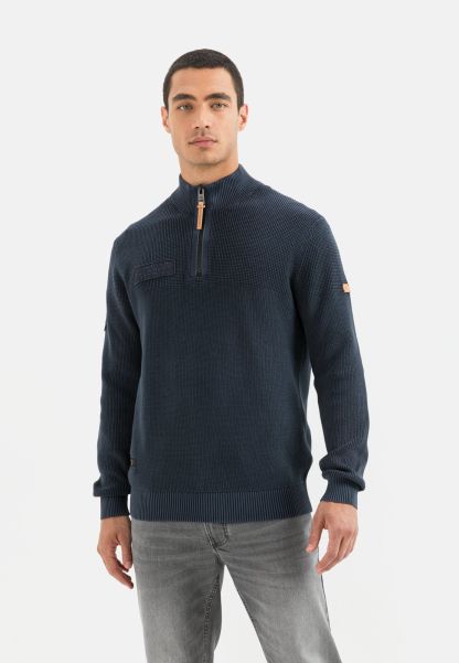 Dark Blue Camel Active Menswear Reliable Pullover & Cardigan Organic Cotton Sweater
