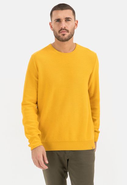 Cozy Camel Active Menswear Pullover With Round Neck Pullover & Cardigan Yellow