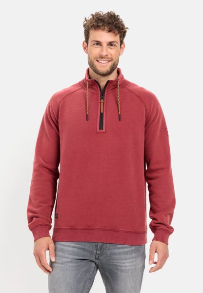 Camel Active Sweatshirts & Hoodies Menswear Exclusive Sweatshirt With Stand-Up Collar In Pure Cotton Red