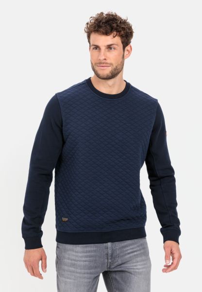 Sweatshirt With Diamond Quilting Camel Active Sweatshirts & Hoodies High-Quality Menswear Dark Blue