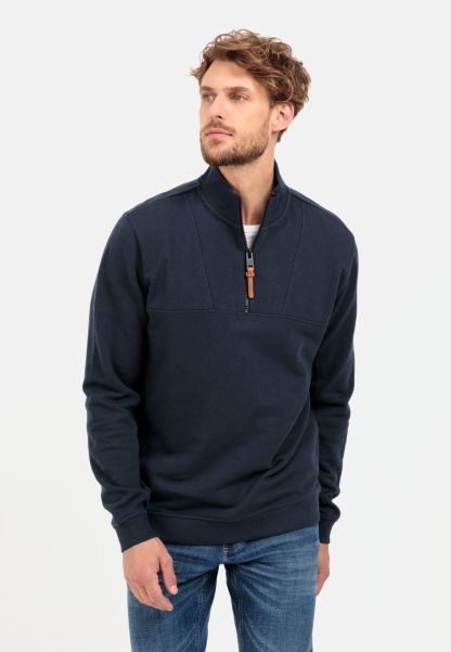 Menswear Camel Active Dark Blue Economical Sweatshirts & Hoodies Sweatshirt With Stand-Up Collar