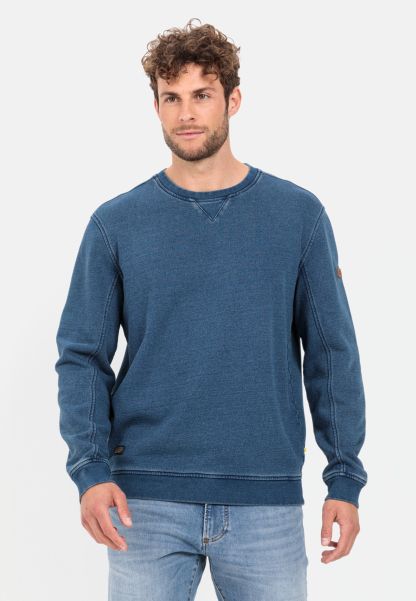 Sweatshirt In A Denim Look Dark Blue Fast Menswear Camel Active Sweatshirts & Hoodies