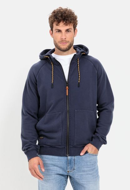 Sweat Jacket With Hood Menswear Camel Active Coupon Sweatshirts & Hoodies Dark Blue