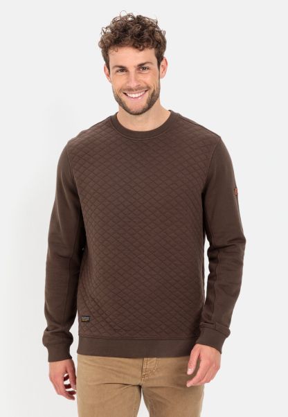 Sweatshirts & Hoodies Menswear Sweatshirt With Diamond Quilting Brown Refashion Camel Active