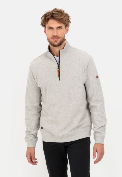 Deal Grey Sweatshirt With Stand-Up Collar Camel Active Menswear Sweatshirts & Hoodies