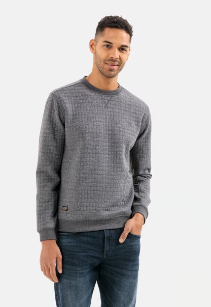 Grey Menswear Sweatshirt In A Modern Quilted Look Camel Active Sustainable Sweatshirts & Hoodies