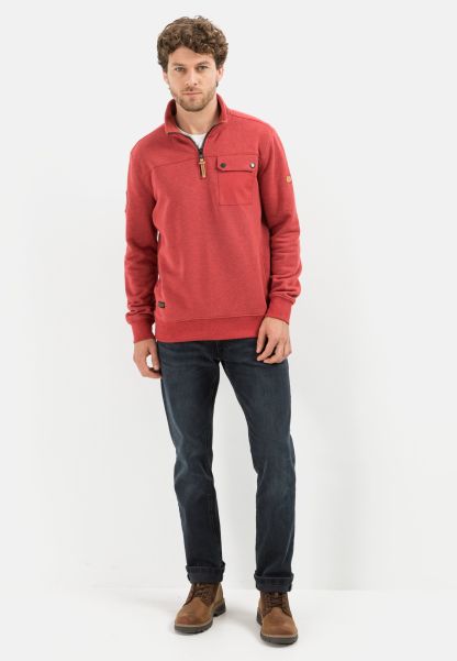 Camel Active Sweatshirts & Hoodies Cheap Red Sweatshirt Troyer With Stand-Up Collar Menswear