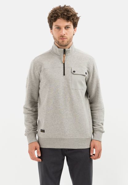 Camel Active Versatile Sweatshirt Troyer With Stand-Up Collar Menswear Grey Sweatshirts & Hoodies