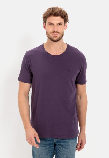 Camel Active Purple Menswear Short Sleeve T-Shirt In Organic Cotton Certified T-Shirts & Polos