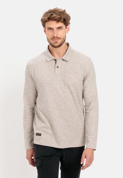 T-Shirts & Polos Camel Active Long Sleeve Polo Shirt In Pure Cotton Kitt Outlet Menswear