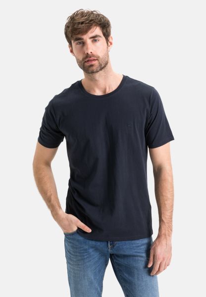 Short-Sleeve Basic T-Shirt Made From Pure Cotton Dark Blue Menswear T-Shirts & Polos Quality Camel Active