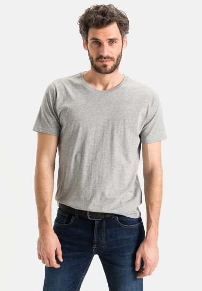 T-Shirts & Polos Camel Active Light Grey Short-Sleeve Basic T-Shirt Made From Pure Cotton Menswear Flash Sale