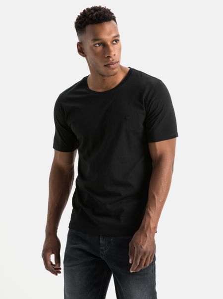 Menswear Sturdy Short-Sleeve Basic T-Shirt Made From Pure Cotton T-Shirts & Polos Black Camel Active