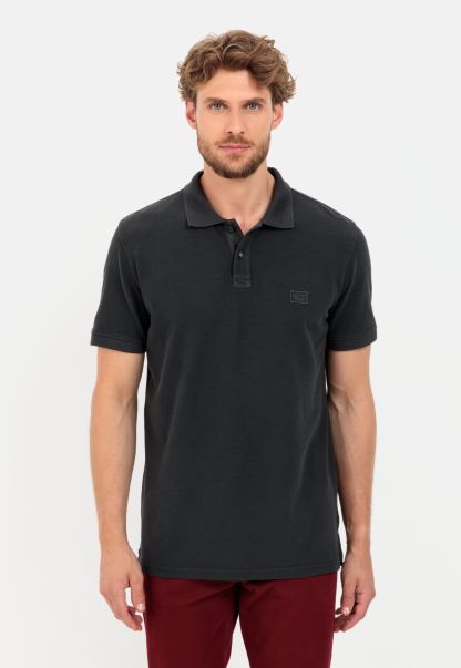 Menswear T-Shirts & Polos Piqué Polo Shirt Made From Pure Cotton Camel Active Black Genuine