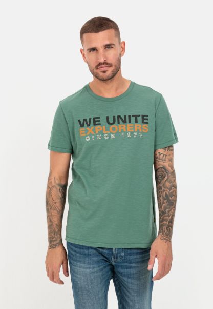Menswear T-Shirts & Polos T-Shirt Made From Organic Cotton Camel Active Cheap Dark Green