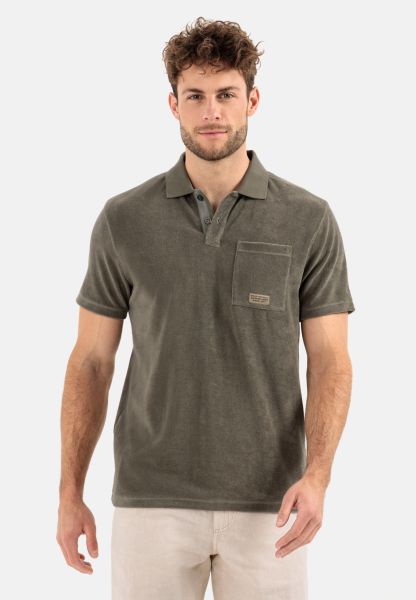 Short Sleeve Polo Shirt Made From Terry Fabric Khaki Camel Active T-Shirts & Polos Online Menswear