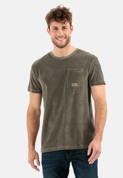 Terry T-Shirt From A Cotton Mix T-Shirts & Polos Menswear Efficient Camel Active Khaki