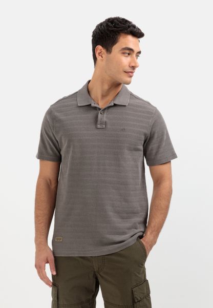 Menswear Camel Active T-Shirts & Polos Original Short Sleeve Polo Shirt In A Tonal Stripe Pattern Grey