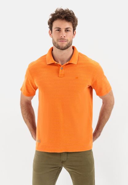 T-Shirts & Polos Unique Orange Short Sleeve Polo Shirt In A Tonal Stripe Pattern Menswear Camel Active